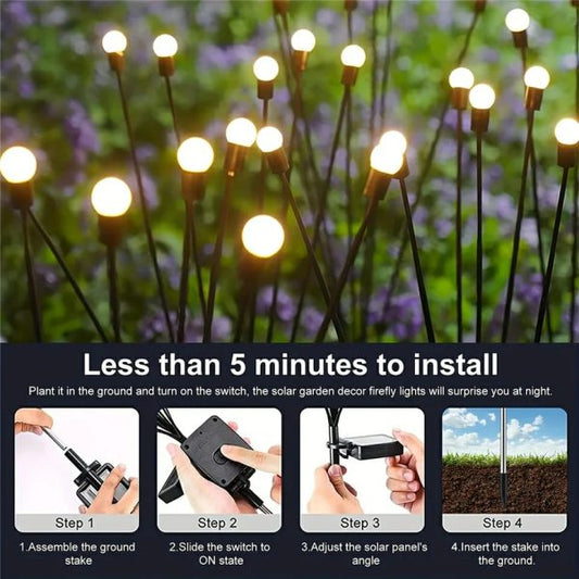 10-Light LED Solar Powered Firefly Garden Light – Outdoor Waterproof Swaying Solar Lamp