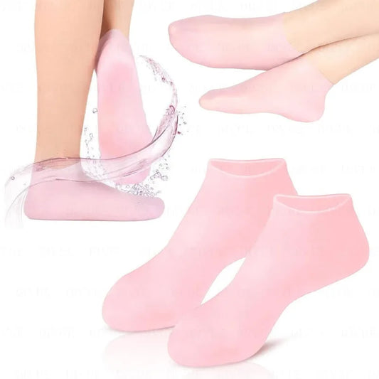 Silicon Gel Heel Socks for Men & Women — Moisturizing Crack Repair, Heel Pain Relief & Full Foot Protection (Reusable Soft Silicone Socks)