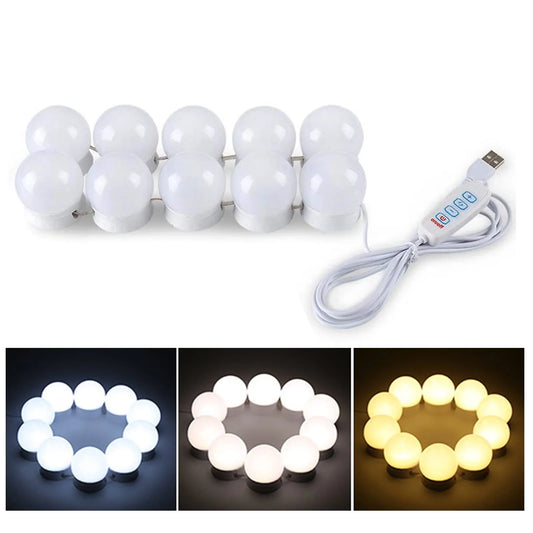LED Vanity Mirror Fill Light – 3-Color Dimmable USB Makeup Light Bulbs - MonoTronix