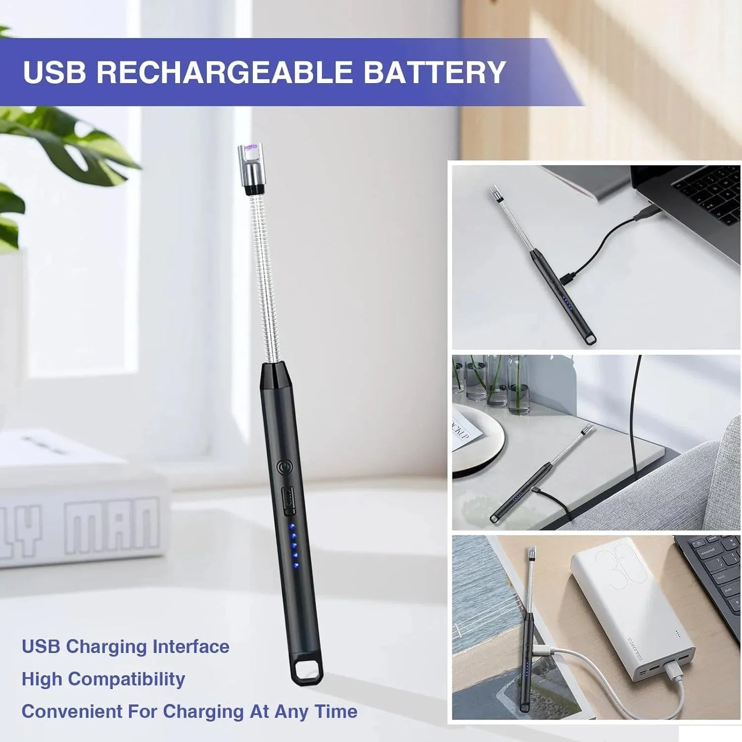 USB Rechargeable 360° Arc Lighter – Windproof Flexible Neck Electric Lighter - MonoTronix