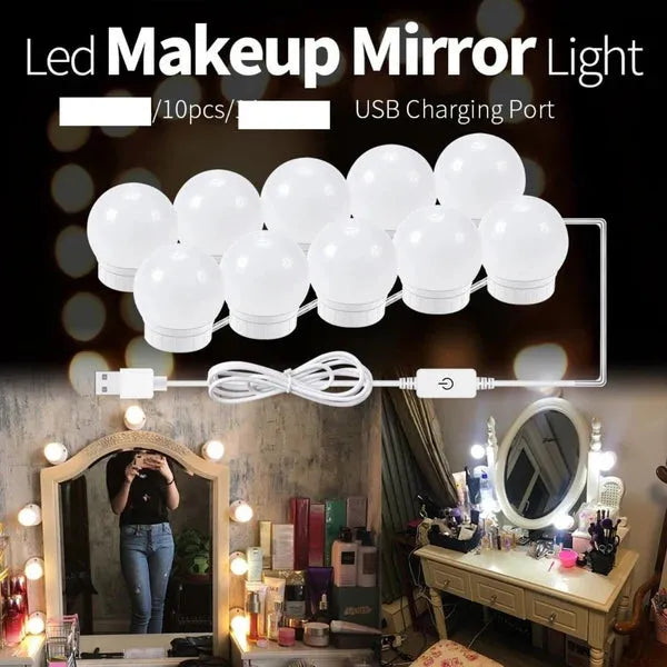 LED Vanity Mirror Fill Light – 3-Color Dimmable USB Makeup Light Bulbs - MonoTronix