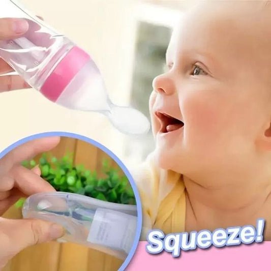 Baby Spoon Feeder Silicone Bottle – Easy Feeding for Infants (Random Color)