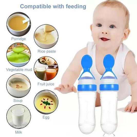 Baby Spoon Feeder Silicone Bottle – Easy Feeding for Infants (Random Color)
