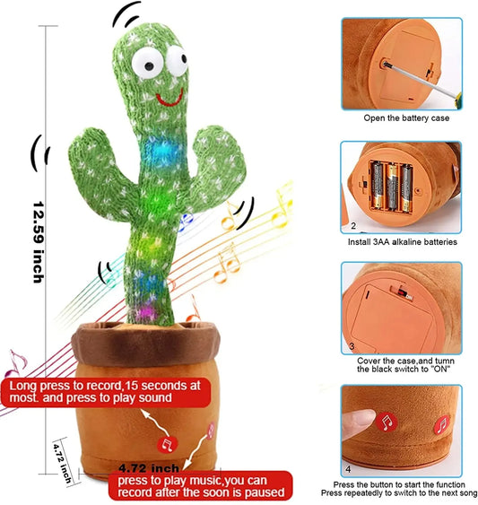 Dancing Cactus Talking Toy – Funny Singing & Talking Plush for Kids - MonoTronix