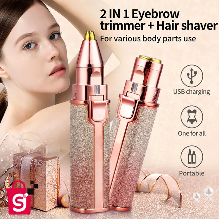 2-in-1 Eyebrow & Facial Hair Trimmer – Precision Painless Grooming Tool