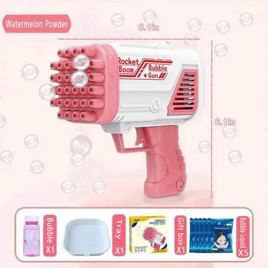 32-Hole Rocket Bubble Gun for Kids – Bubble Machine with Lights - MonoTronix