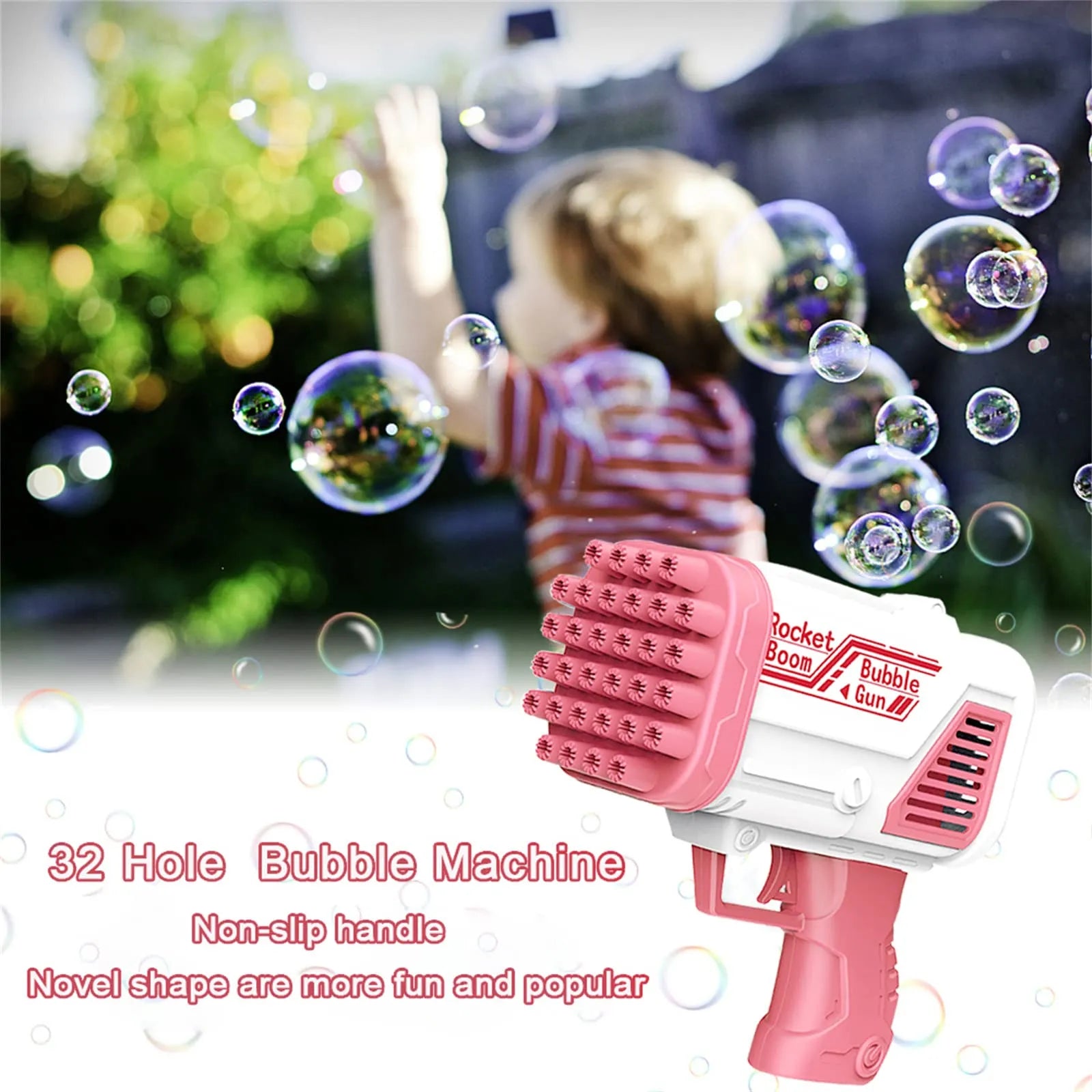 32-Hole Rocket Bubble Gun for Kids – Bubble Machine with Lights - MonoTronix