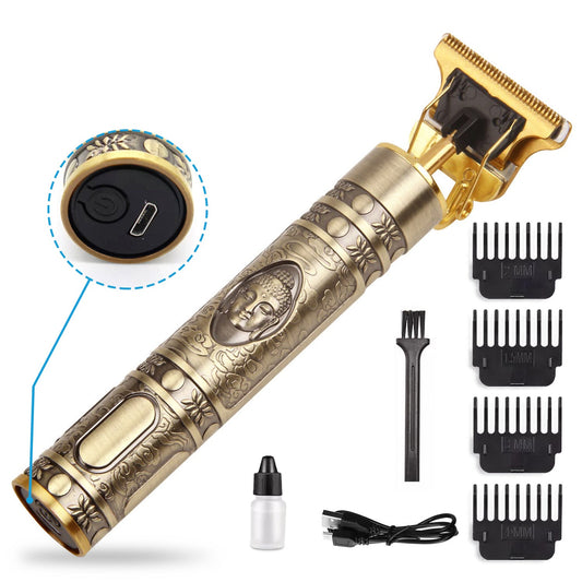 Metal Body Vintage T9 Trimmer & Hair Clipper for Men – USB Rechargeable Grooming Tool